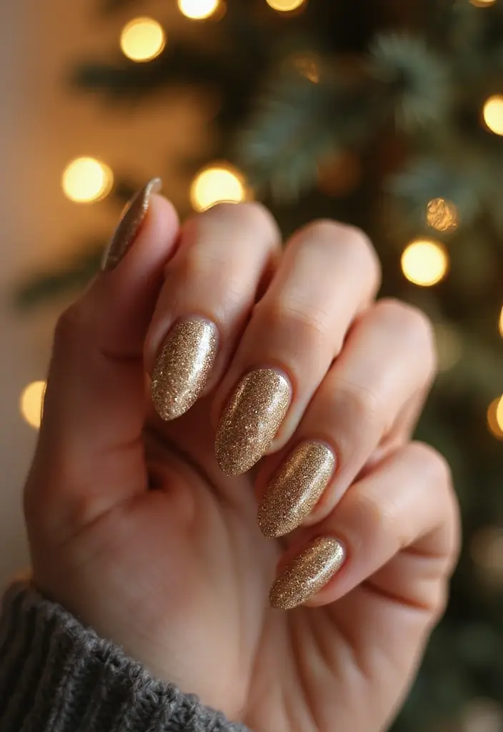 35 Christmas Nail Ideas for Merry - 3. Glittery Gold
