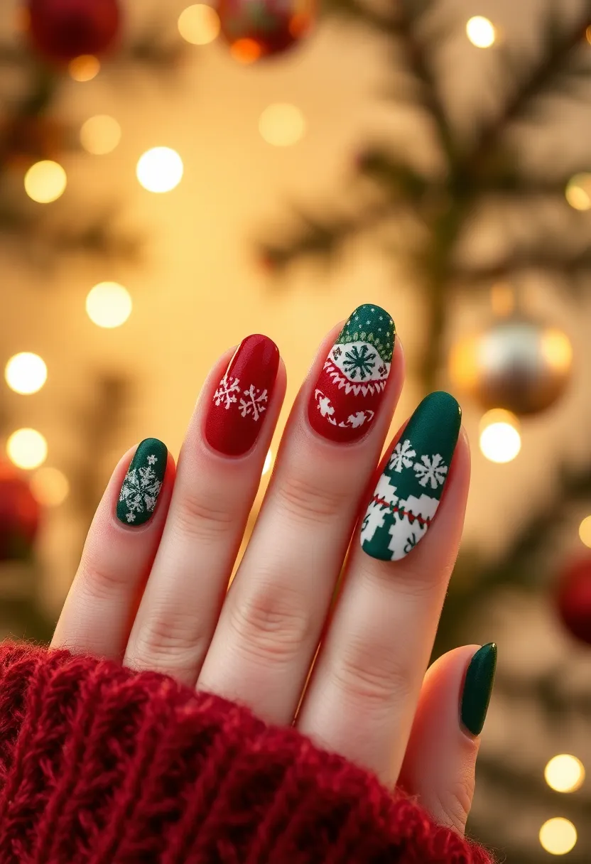 35 Christmas Nail Ideas for Merry - 35. Cozy Mittens