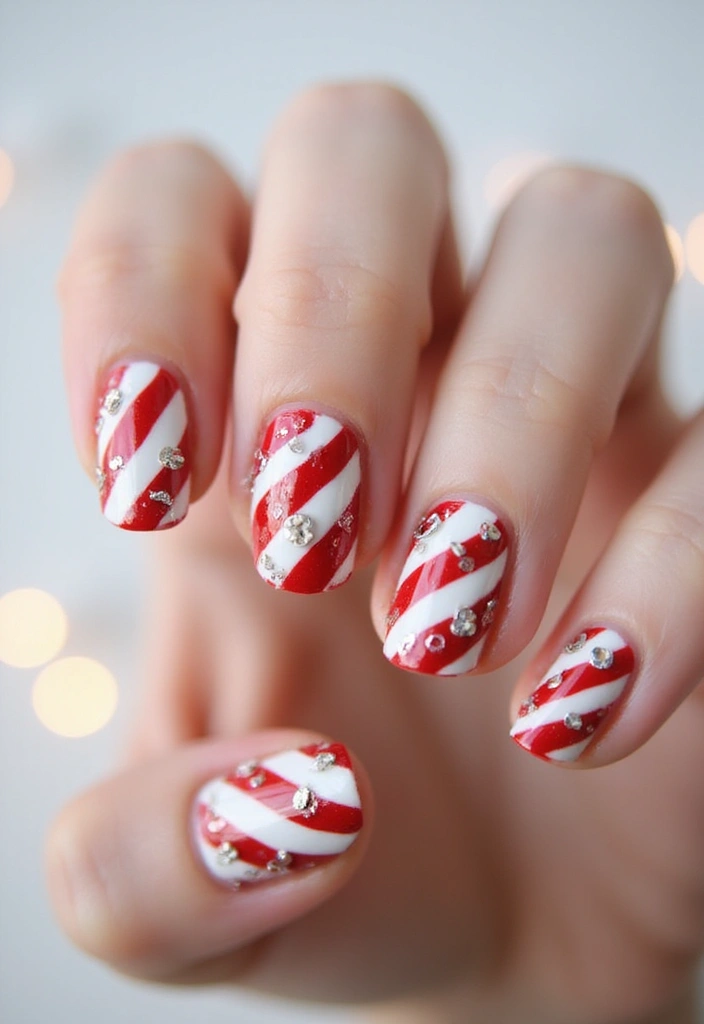 35 Christmas Nail Ideas for Merry - 4. Candy Cane Delight