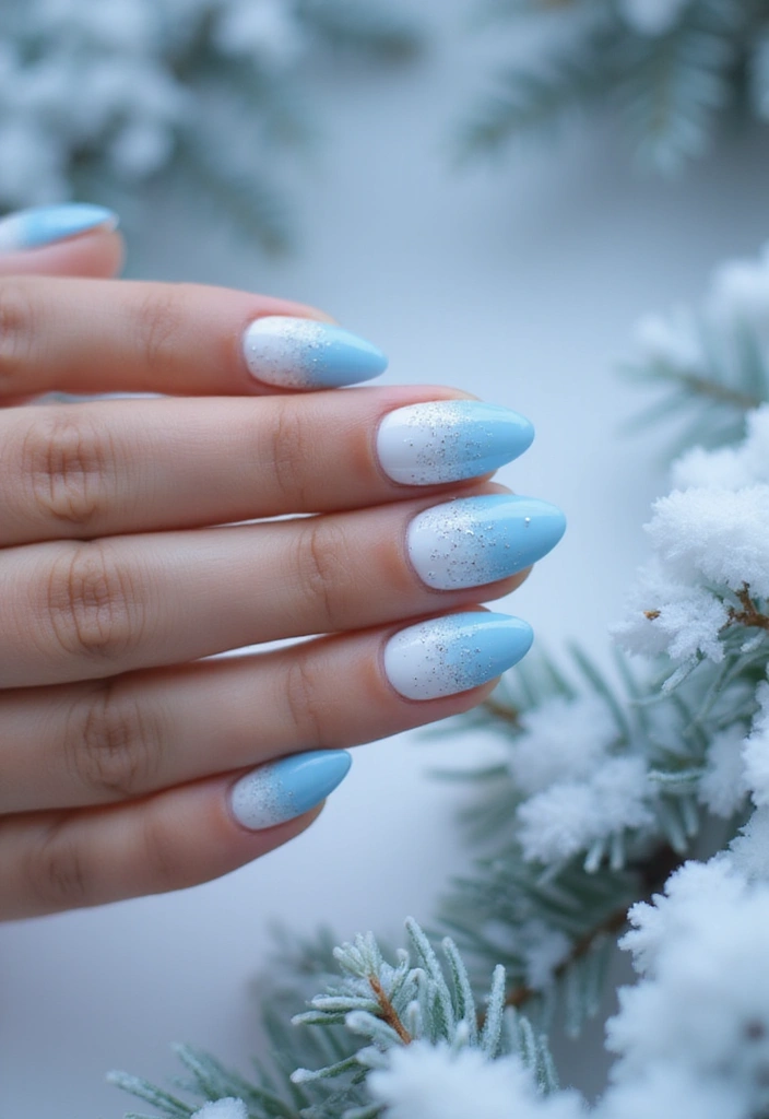 35 Christmas Nail Ideas for Merry - 8. Winter Wonderland Ombré