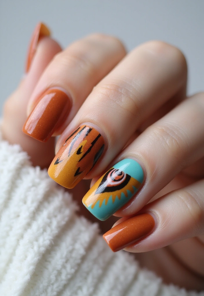 35 Coffin Nail Inspo for Edgy - 10. Tribal Patterns