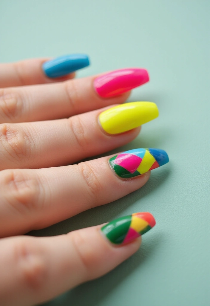 35 Coffin Nail Inspo for Edgy - 11. Color Block