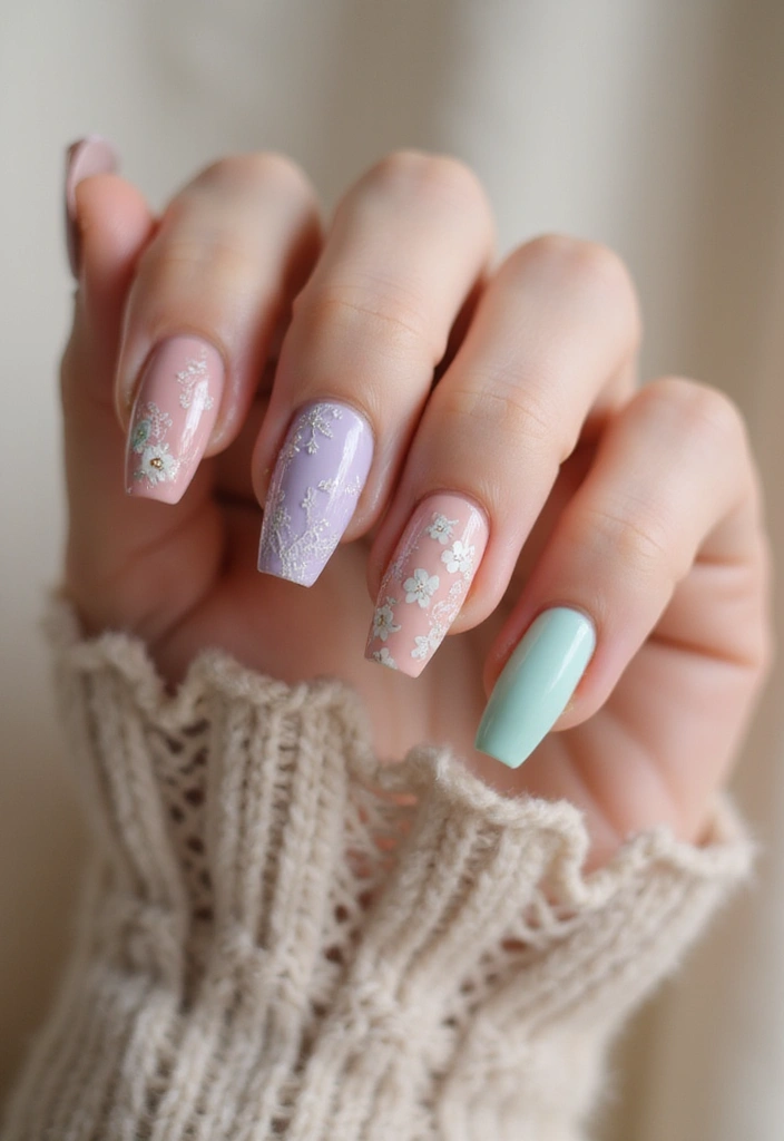 35 Coffin Nail Inspo for Edgy - 12. Vintage Vibes