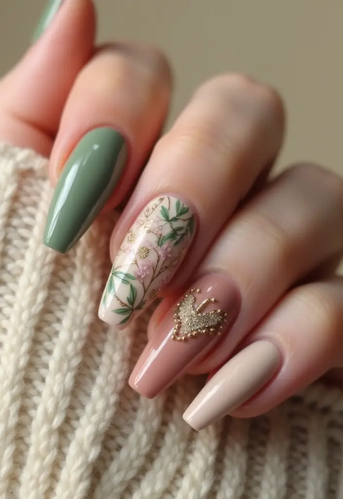 35 Coffin Nail Inspo for Edgy - 13. Boho Chic