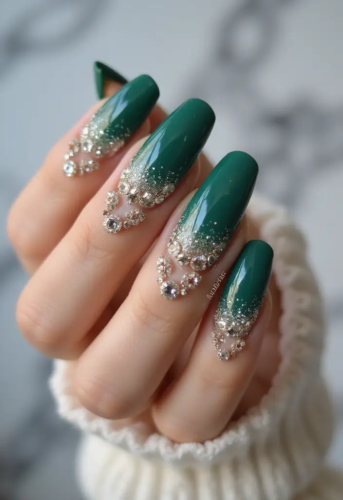 35 Coffin Nail Inspo for Edgy - 15. Statement Gems