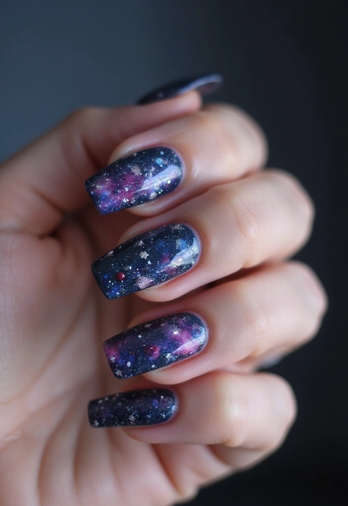 35 Coffin Nail Inspo for Edgy - 22. Cosmic Nails