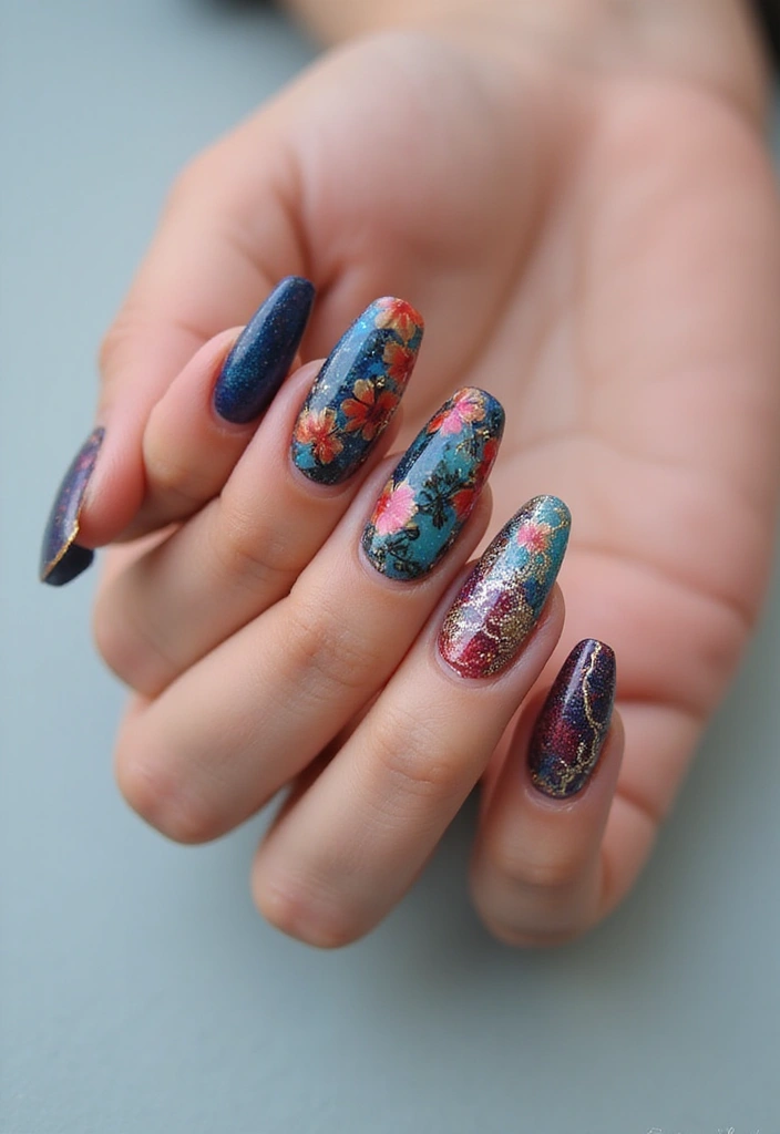 35 Coffin Nail Inspo for Edgy - 23. Layered Designs