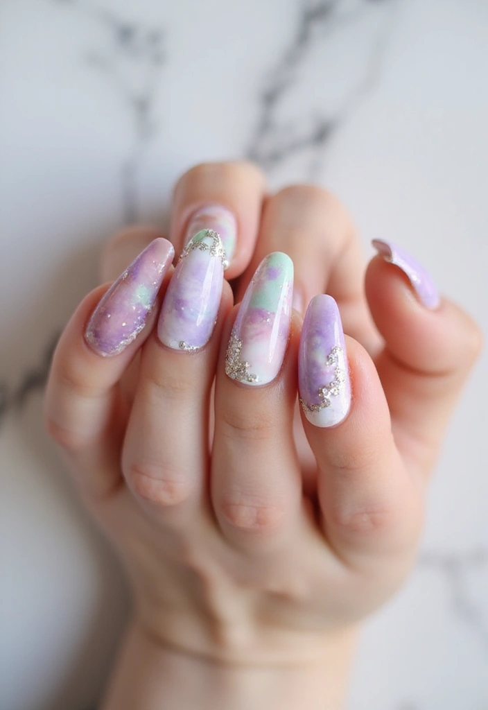 35 Coffin Nail Inspo for Edgy - 29. Whimsical Watercolors