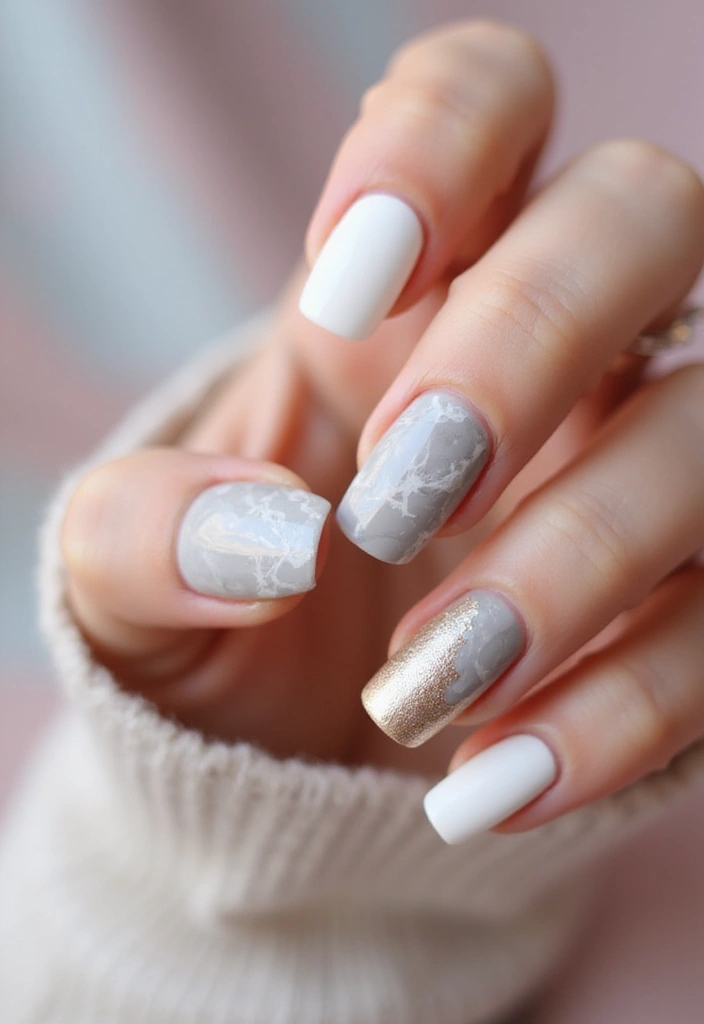 35 Coffin Nail Inspo for Edgy - 3. Marble Magic