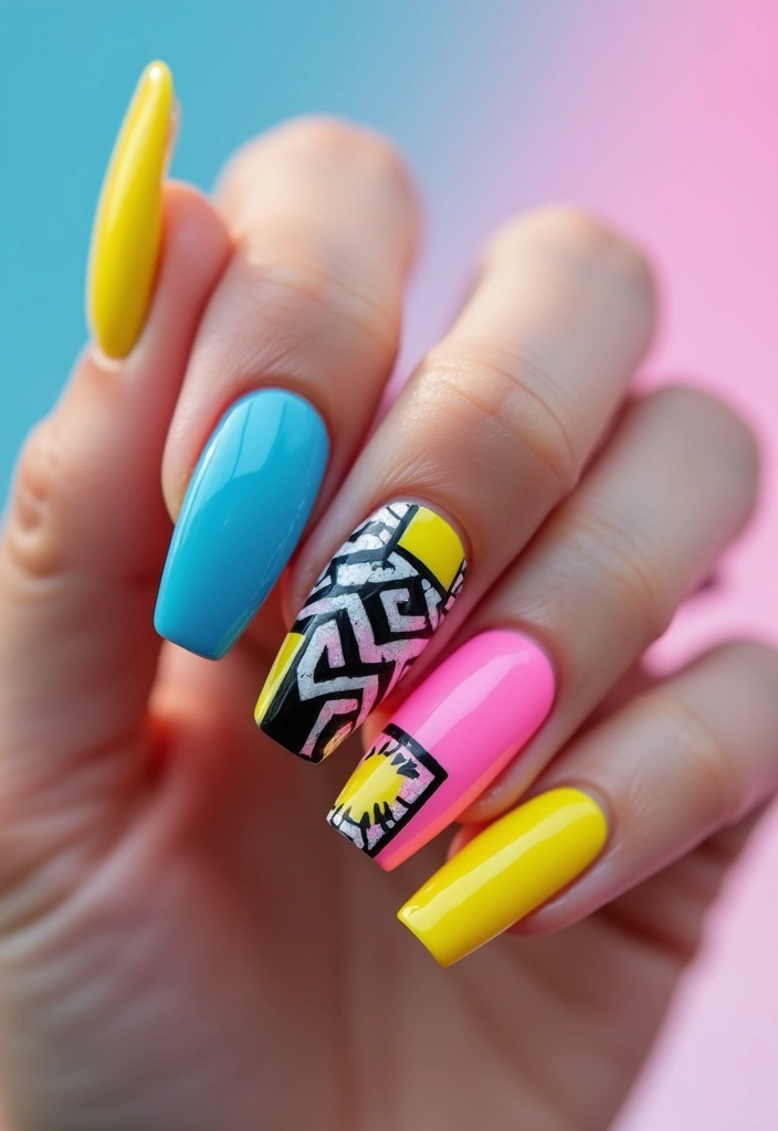 35 Coffin Nail Inspo for Edgy - 34. Graphic Designs