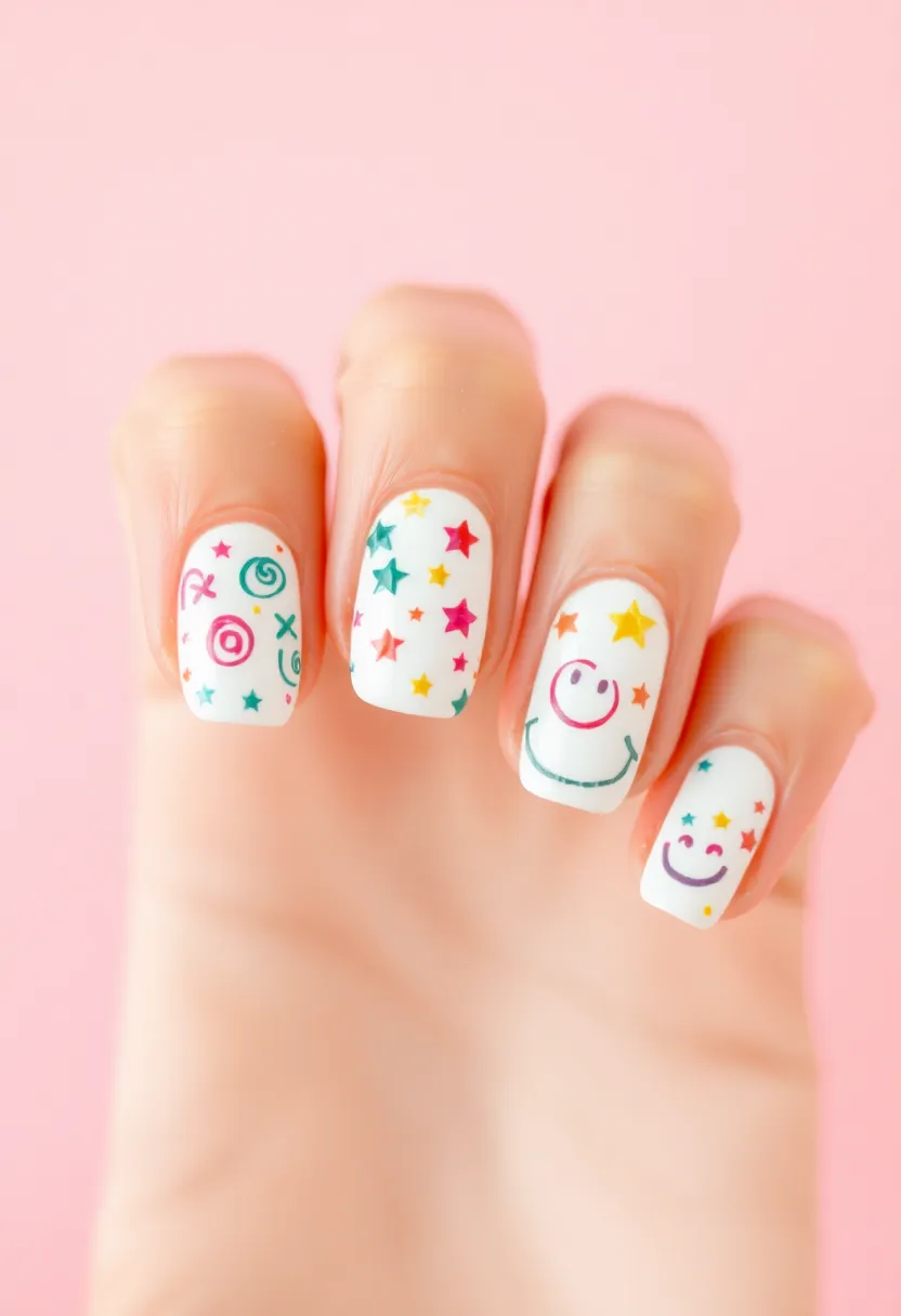 35 Cute Nail Ideas for Whimsical - 12. Doodle Madness