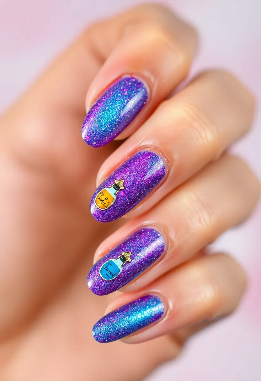 35 Cute Nail Ideas for Whimsical - 13. Magic Potion Bottles
