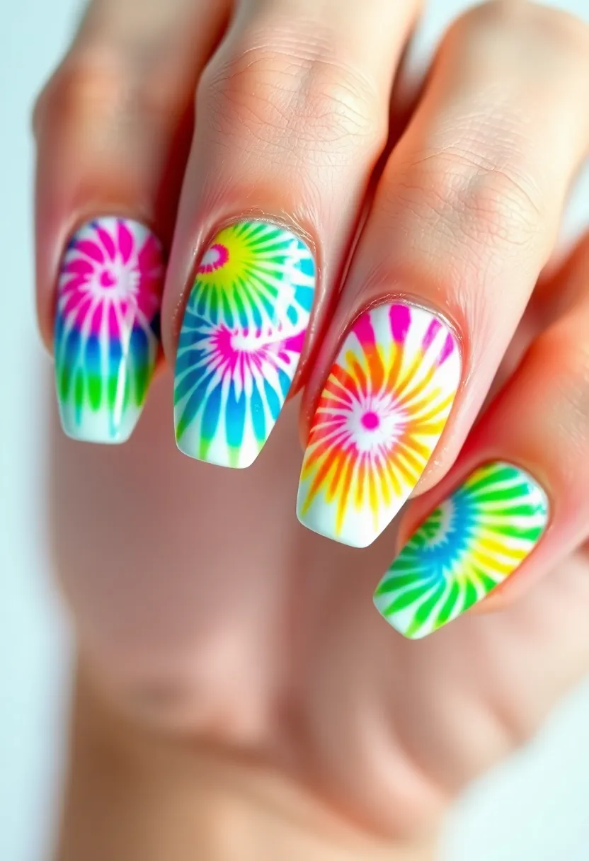 35 Cute Nail Ideas for Whimsical - 16. Funky Tie-Dye