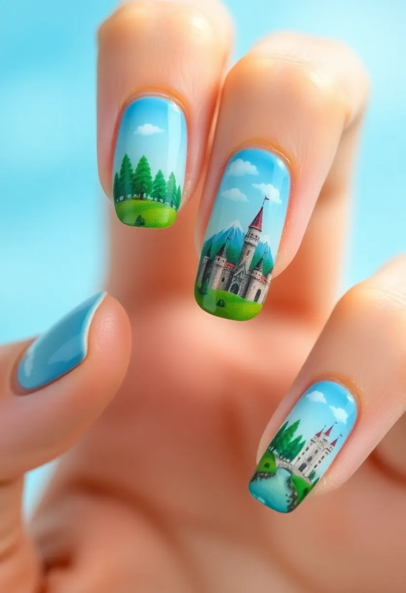 35 Cute Nail Ideas for Whimsical - 19. Miniature Landscapes