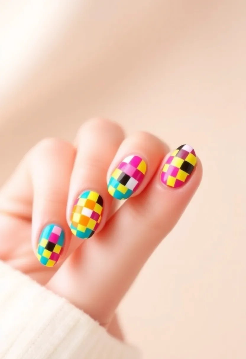 35 Cute Nail Ideas for Whimsical - 25. Retro Checkerboard