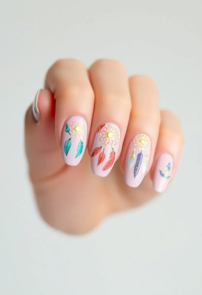 35 Cute Nail Ideas for Whimsical - 27. Sweet Dreamcatcher