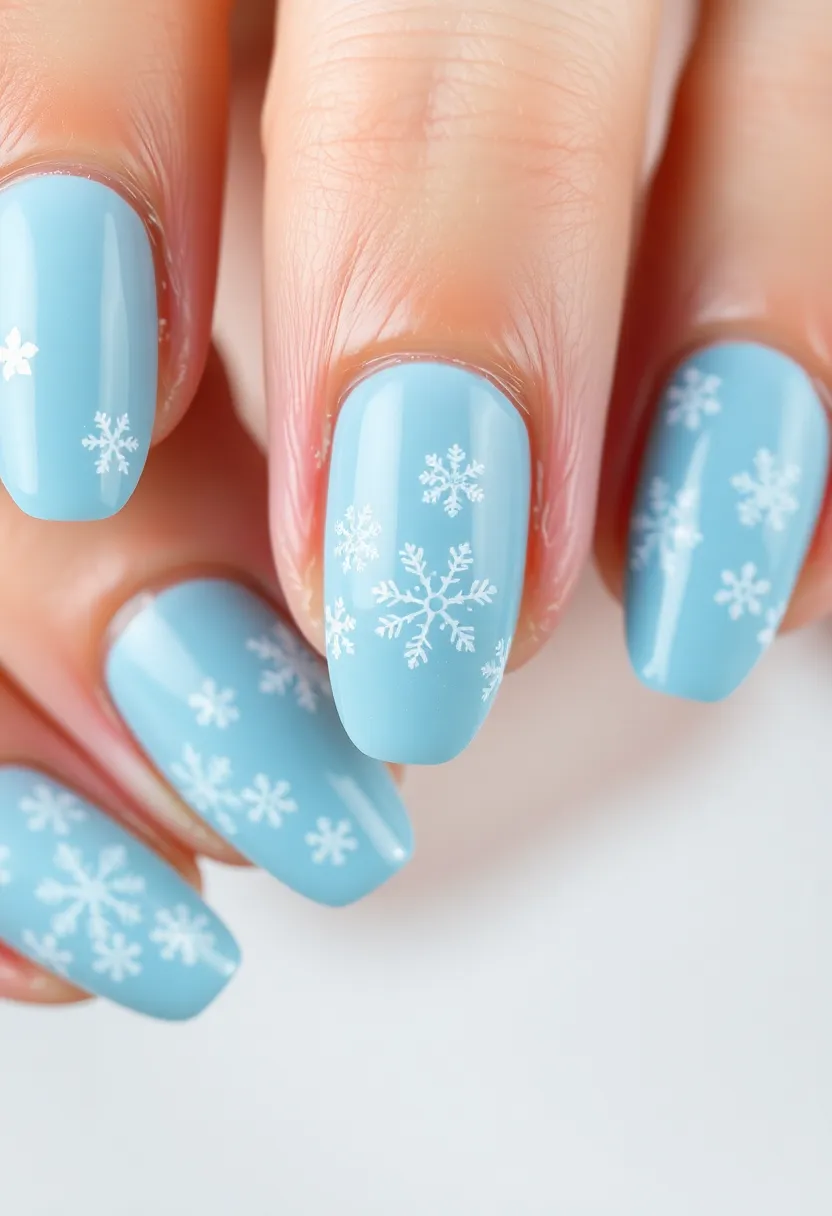 35 Cute Nail Ideas for Whimsical - 28. Frosty Snowflakes