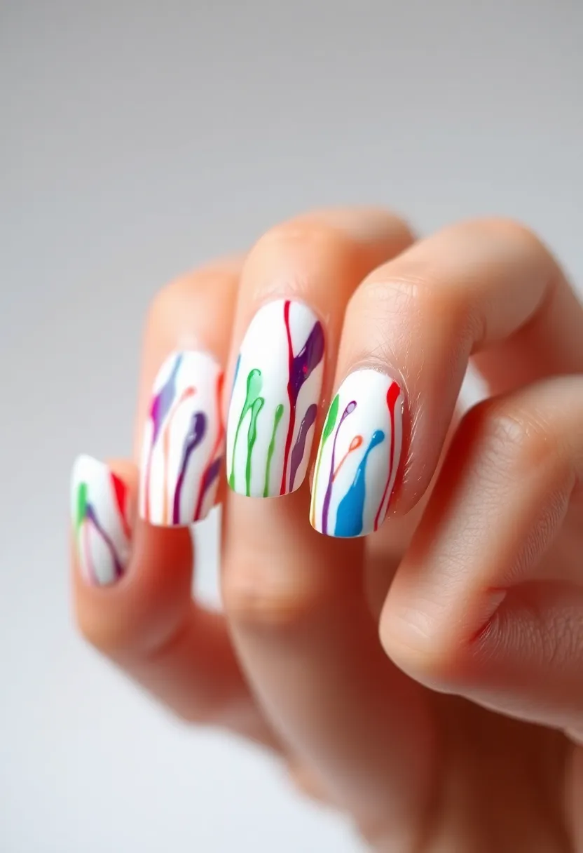 35 Cute Nail Ideas for Whimsical - 29. Color Splash Drips