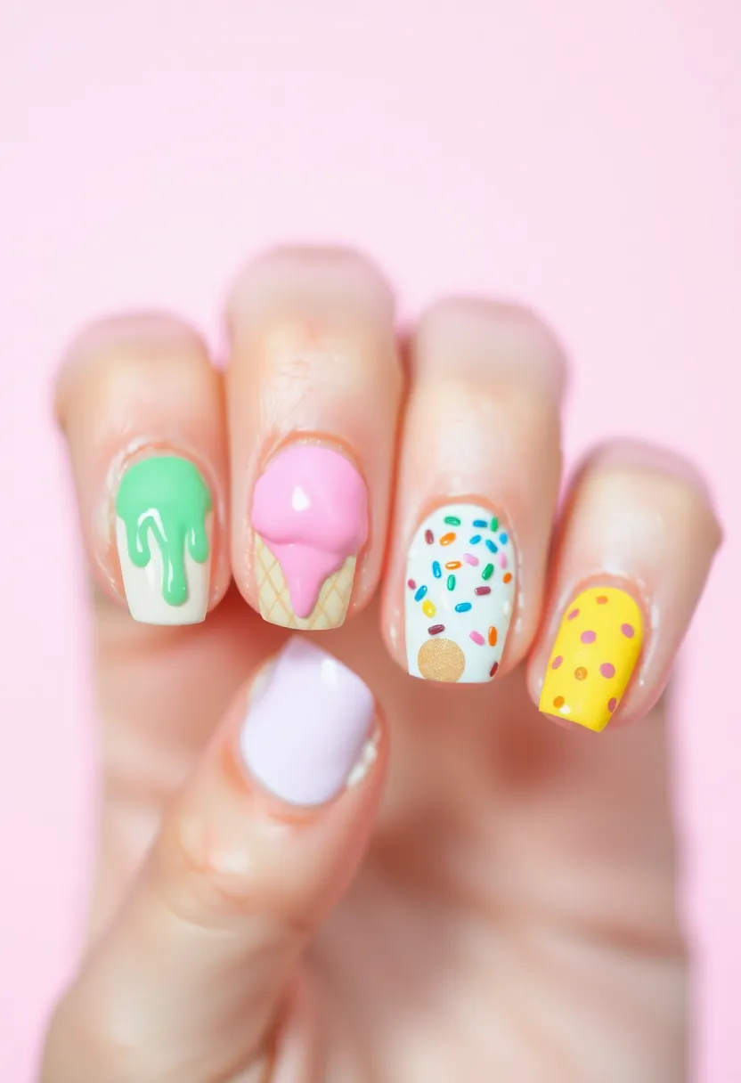 35 Cute Nail Ideas for Whimsical - 5. Whimsical Ice Cream Cones