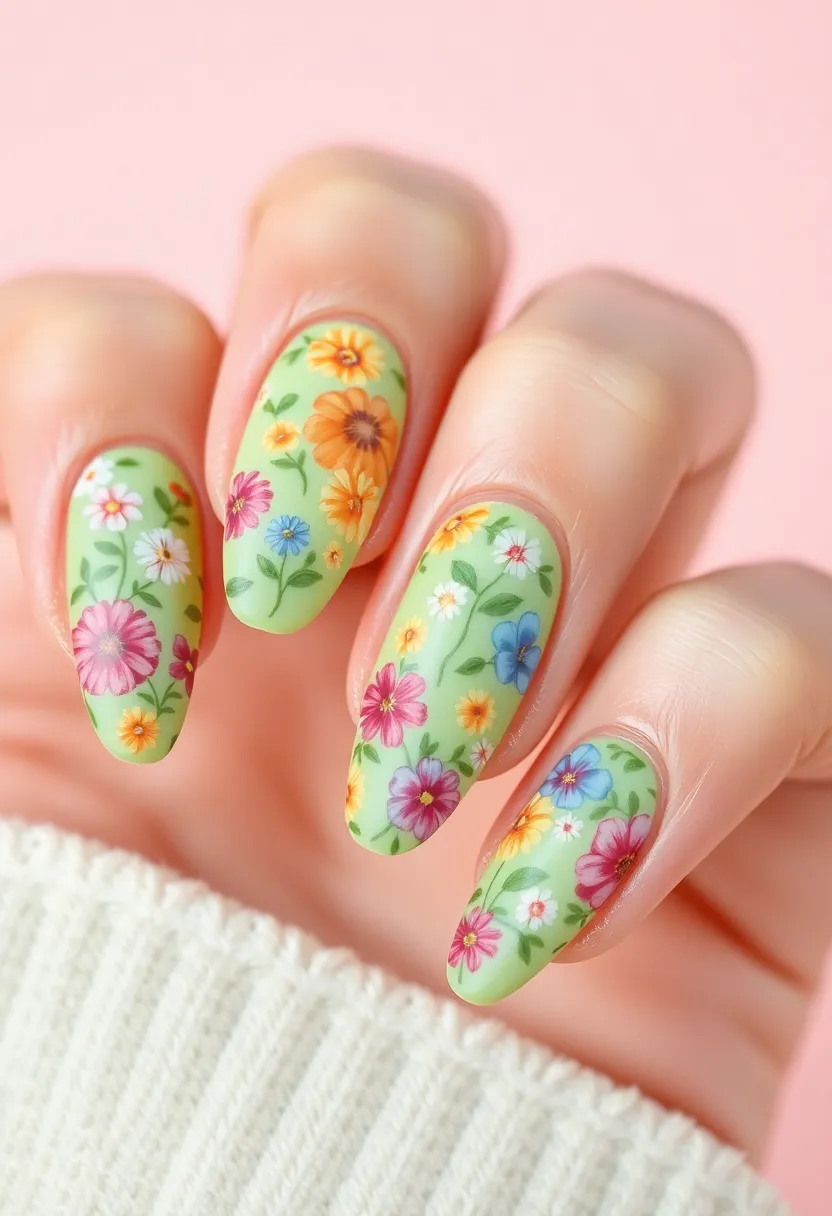 35 Cute Nail Ideas for Whimsical - 8. Garden of Flowers