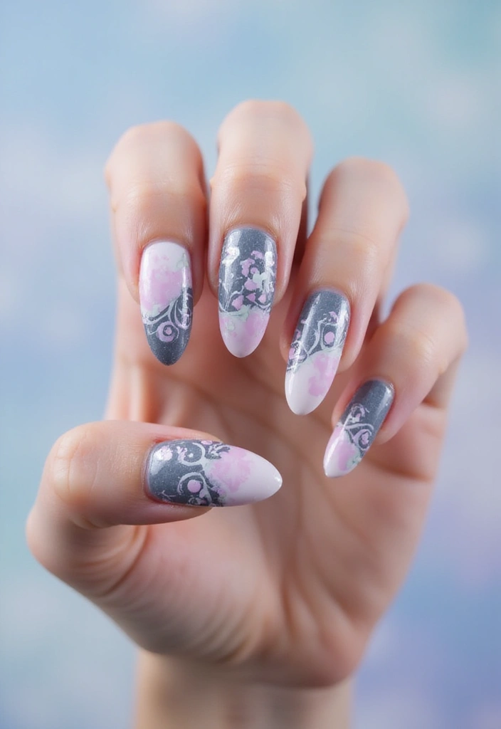 35 Edgy Coffin Nail Ideas for Dramatic Head-Turning Flair - 27. Ethereal Whispers