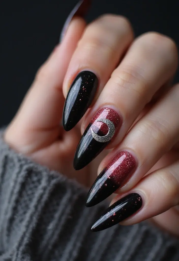 35 Edgy Coffin Nail Ideas for Dramatic Head-Turning Flair - 3. Blood Moon