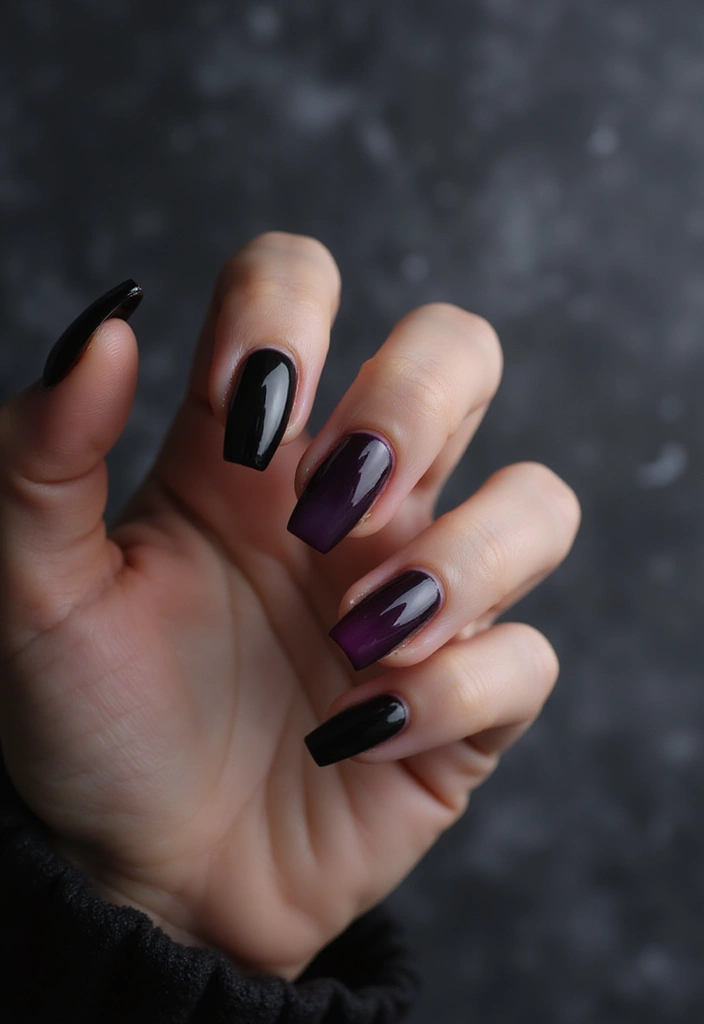 35 Edgy Coffin Nail Ideas for Dramatic Head-Turning Flair - 31. Dark Gradient