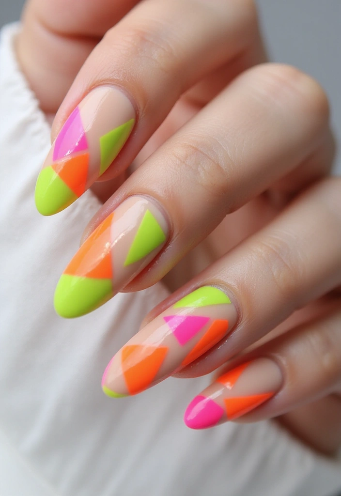 35 Elegant Almond Nail Ideas for Refined - 18. Bold Neon Accents