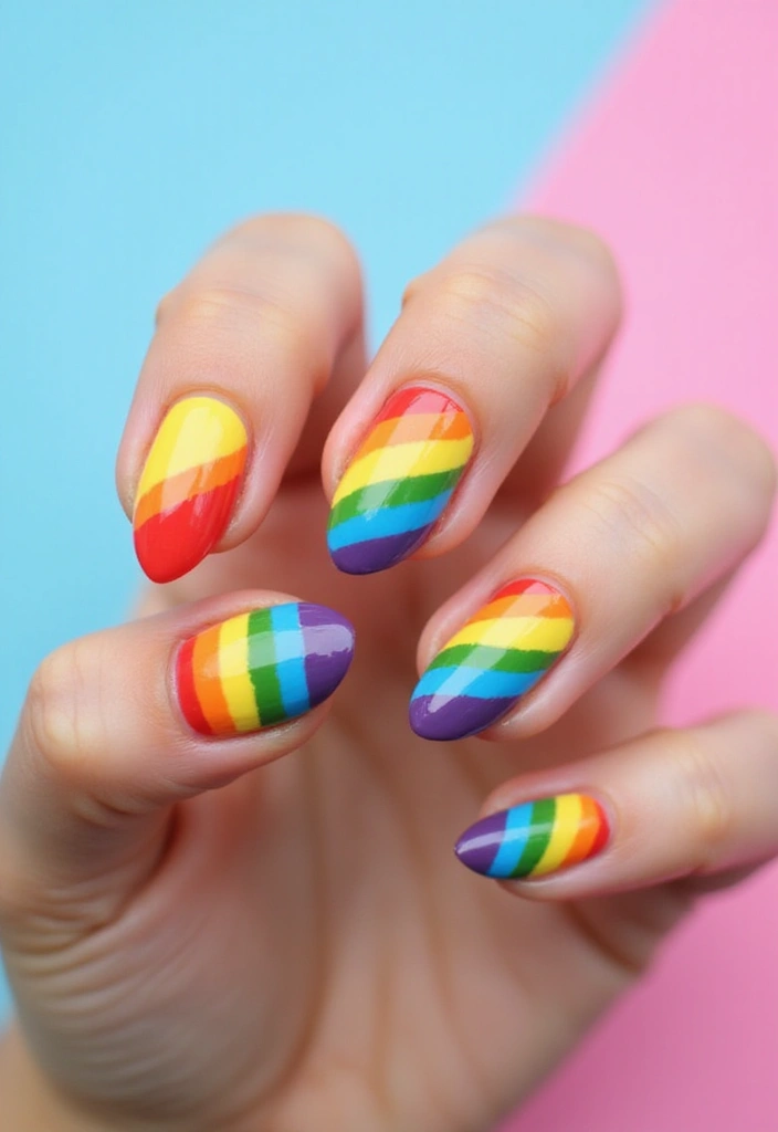 35 Elegant Almond Nail Ideas for Refined - 19. Rainbow Delight
