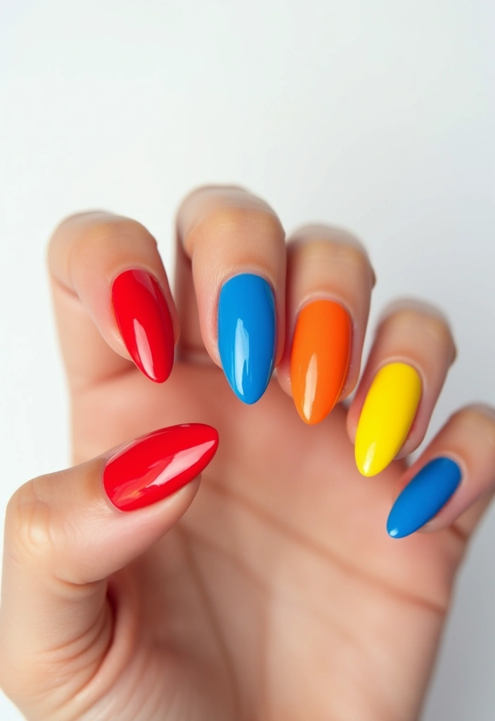 35 Elegant Almond Nail Ideas for Refined - 29. Color Block