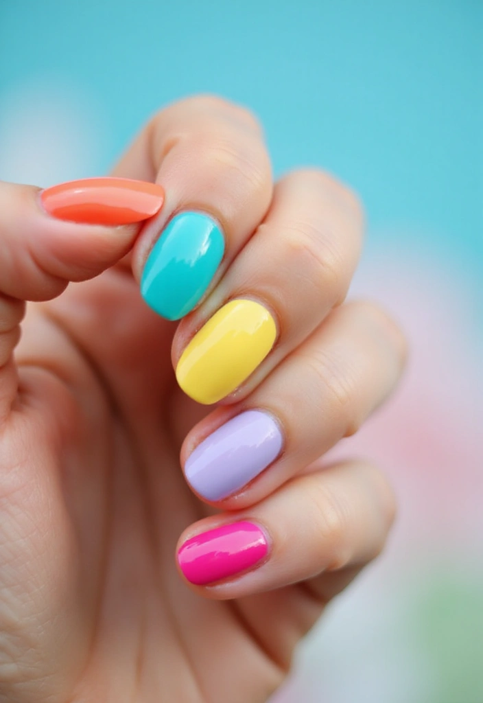 35 Elegant Almond Nail Ideas for Refined - 33. Bright Summer Shades