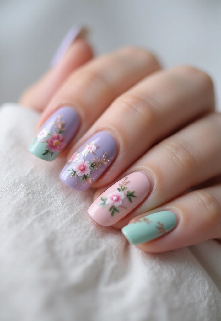 35 Elegant Almond Nail Ideas for Refined - 4. Floral Fantasy