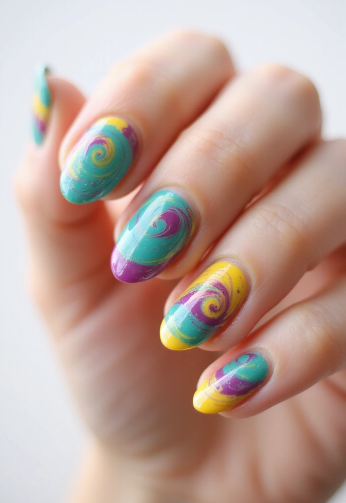 35 Empowering Nail Ideas for Black Women Owning 2025 - 19. Colorful Swirls