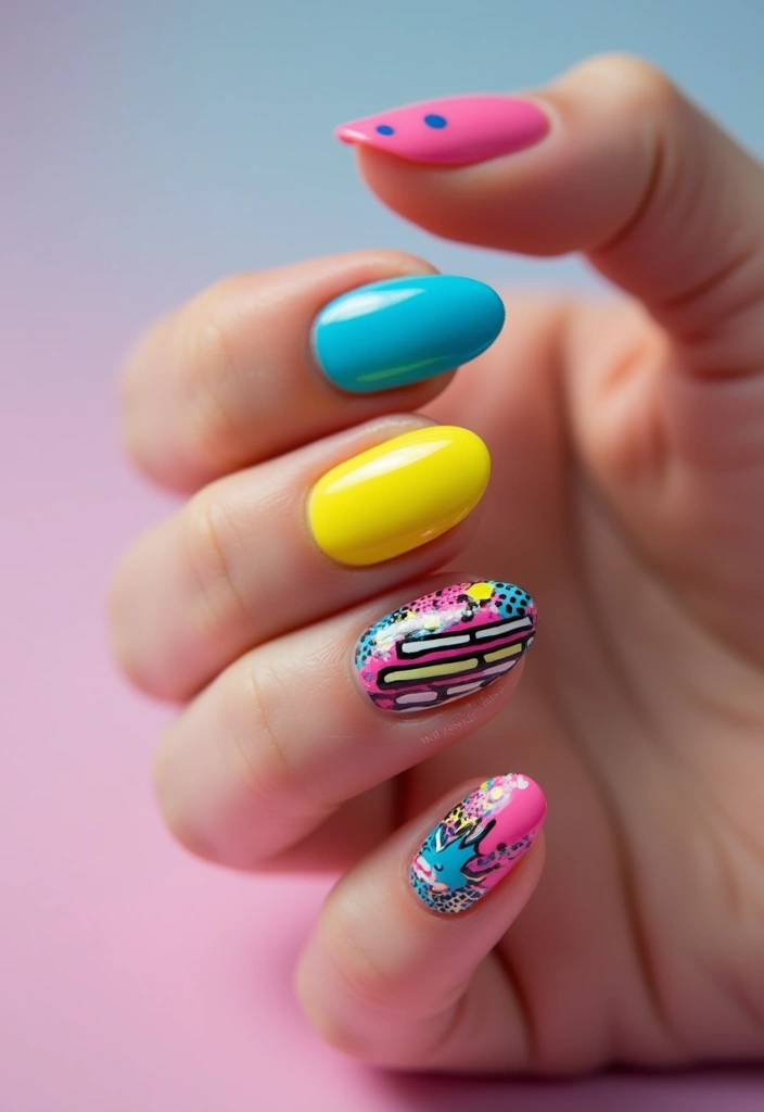 35 Empowering Nail Ideas for Black Women Owning 2025 - 26. Pop Art Inspired
