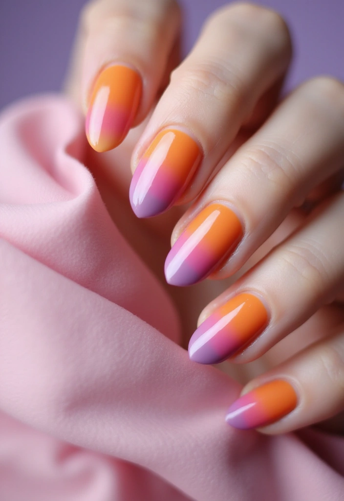 35 Empowering Nail Ideas for Black Women Owning 2025 - 27. Sunset Gradient
