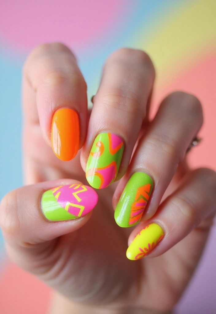 35 Empowering Nail Ideas for Black Women Owning 2025 - 29. Bright Neon Styles