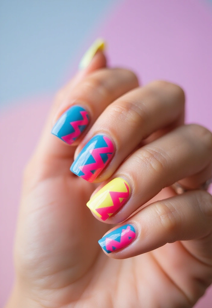 35 Empowering Nail Ideas for Black Women Owning 2025 - 31. Funky Chevron Patterns