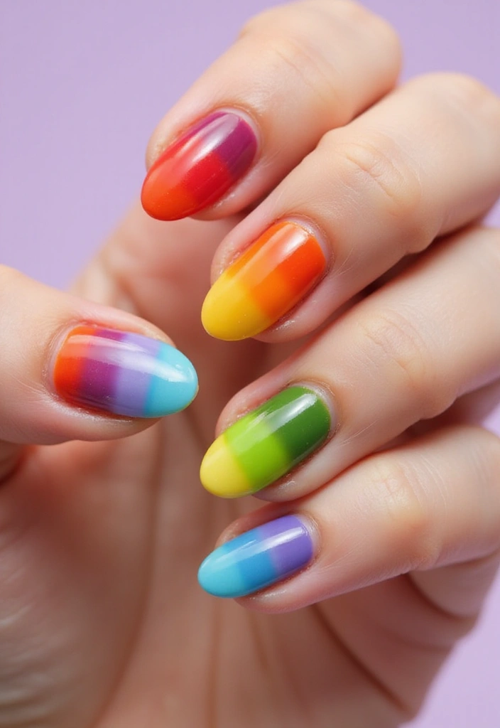 35 Empowering Nail Ideas for Black Women Owning 2025 - 35. Gradient Rainbow