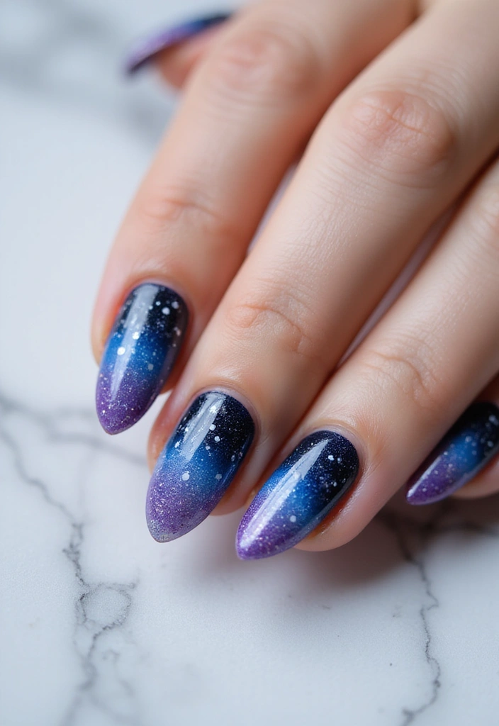 35 Empowering Nail Ideas for Black Women Owning 2025 - 5. Glittering Galaxy