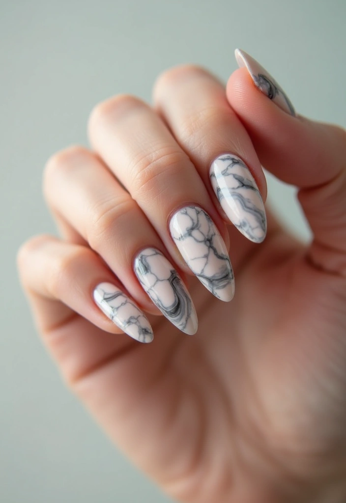 35 Empowering Nail Ideas for Black Women Owning 2025 - 7. Striking Marble Effect