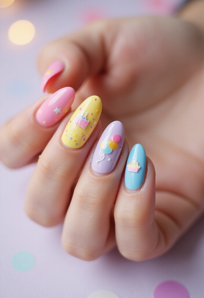 35 Essential Nail Ideas from Basic to Bold and Beyond - 14. Birthday Cheer