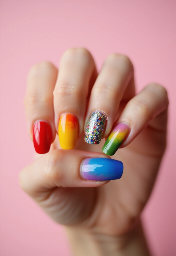 35 Essential Nail Ideas from Basic to Bold and Beyond - 30. Rainbow Brights