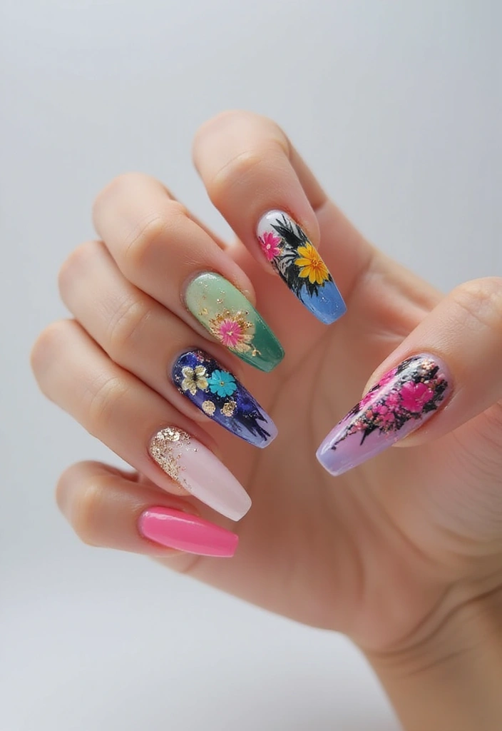 35 Fierce Acrylic Stiletto Nail Ideas for Sharp Drama - 10. Artistic Expressions
