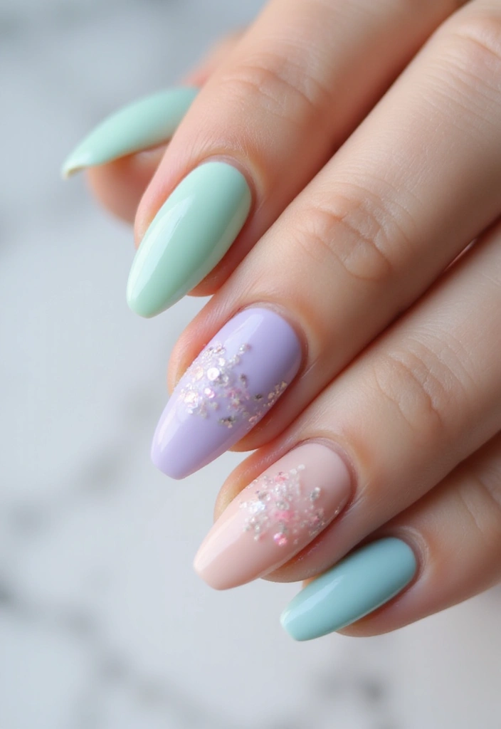 35 Fierce Acrylic Stiletto Nail Ideas for Sharp Drama - 19. Pastel Perfection
