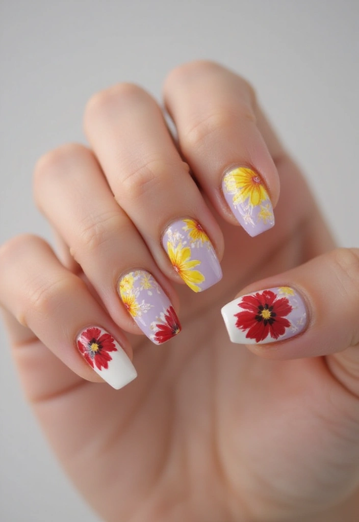 35 Fierce Acrylic Stiletto Nail Ideas for Sharp Drama - 2. Floral Fantasy