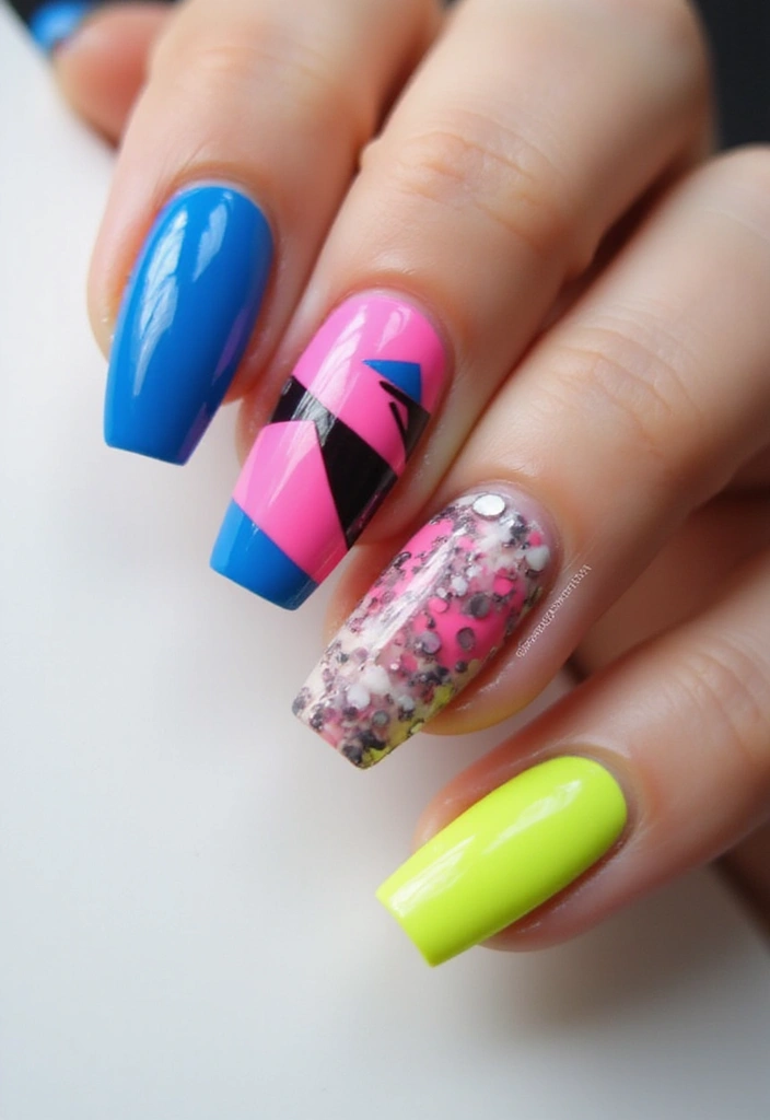 35 Fierce Acrylic Stiletto Nail Ideas for Sharp Drama - 4. Geometric Genius
