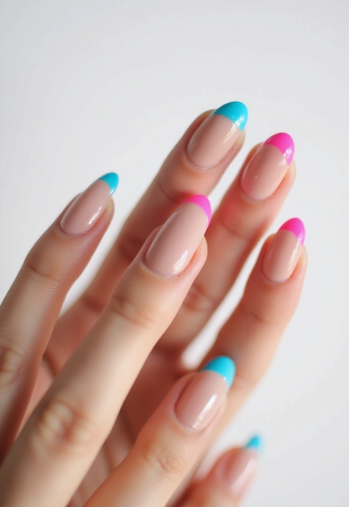35 French Nail Ideas with Irresistible Twists - 11. Neon French Tips