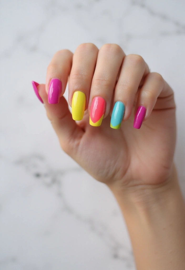 35 French Nail Ideas with Irresistible Twists - 18. Color Blocked French Tips