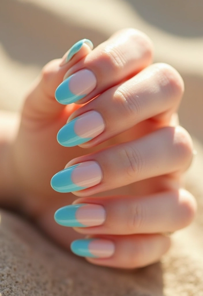 35 French Nail Ideas with Irresistible Twists - 20. Beach-Inspired French Tips