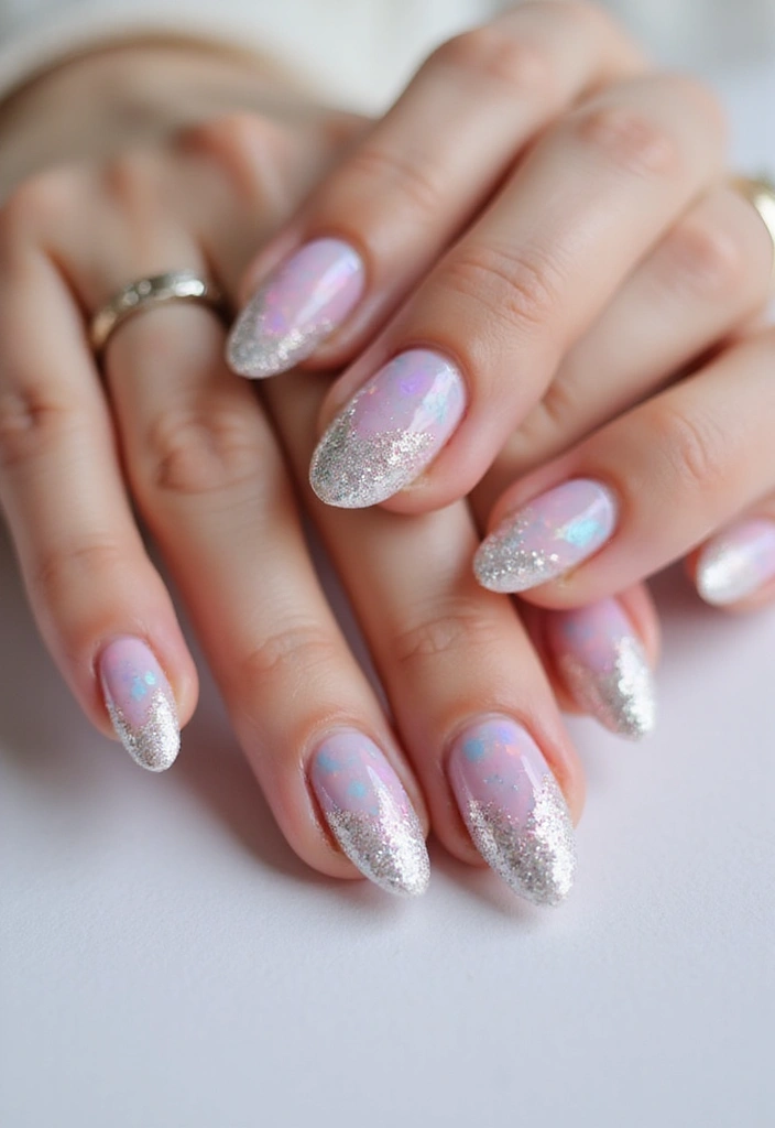 35 French Nail Ideas with Irresistible Twists - 32. Textured Glitter French Tips